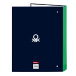 Safta Benetton Together Cartella con 4 anelli da 25 mm - Copertina rigida rivestita - Formato Folio - Resistente - 265x40x330 mm - Colore blu navy - immagine 2