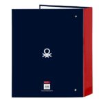 Safta Benetton Together Cartella con 4 anelli da 40 mm - Copertina rigida rivestita - Formato folio - 270x60x330 mm - Colore blu navy - immagine 2