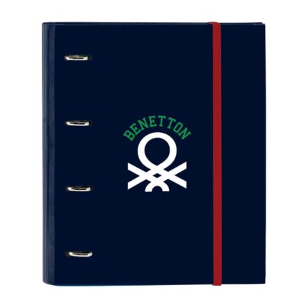 Safta Benetton Together Raccoglitore con 4 anelli da 35 mm - Copertina rigida rivestita - Ricarica da 100 fogli - Griglia 5x5 mm - Chiusura elastica - Separatori inclusi - 270x35x320 mm - Colore blu navy