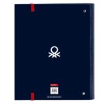 Safta Benetton Together Raccoglitore con 4 anelli da 35 mm - Copertina rigida rivestita - Ricarica da 100 fogli - Griglia 5x5 mm - Chiusura elastica - Separatori inclusi - 270x35x320 mm - Colore blu navy - immagine 2