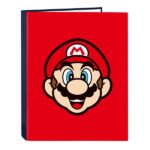 Safta Super Mario Mamma Mia Raccoglitore a 4 anelli da 25 mm - Copertina rigida rivestita - Formato Folio - 265x40x330 mm - Colore rosso