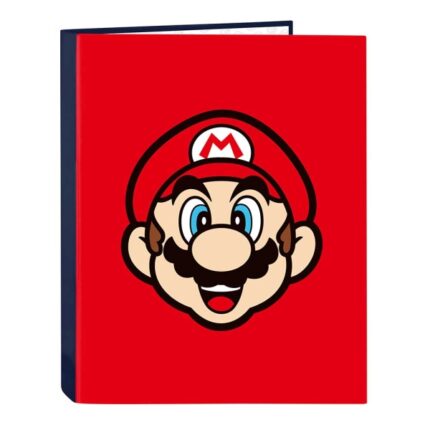 Safta Super Mario Mamma Mia Raccoglitore a 4 anelli da 25 mm - Copertina rigida rivestita - Formato Folio - 265x40x330 mm - Colore rosso