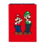 Safta Super Mario Mamma Mia Cartella con 3 alette - Copertina rigida rivestita - Formato folio - Chiusura con elastici - 260x25x335 mm - Colore rosso