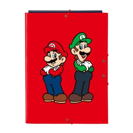 Safta Super Mario Mamma Mia Cartella con 3 alette - Copertina rigida rivestita - Formato folio - Chiusura con elastici - 260x25x335 mm - Colore rosso