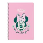 Safta Minnie Mouse Minty Taccuino con spirale - Formato Folio - 80 fogli di carta 80 g/m² - Quadretti 4x4 mm - Copertina rigida laminata - Margine laterale - 215x10x310 mm - Colore rosa pastello