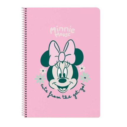 Safta Minnie Mouse Minty Taccuino con spirale - Formato Folio - 80 fogli di carta 80 g/m² - Quadretti 4x4 mm - Copertina rigida laminata - Margine laterale - 215x10x310 mm - Colore rosa pastello