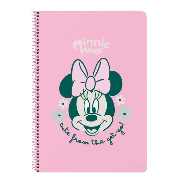 Safta Minnie Mouse Minty Taccuino con spirale - Formato Folio - 80 fogli di carta 80 g/m² - Quadretti 4x4 mm - Copertina rigida laminata - Margine laterale - 215x10x310 mm - Colore rosa pastello