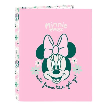 Safta Minnie Mouse Minty Raccoglitore a 4 anelli da 25 mm - Copertina rigida rivestita - Formato Folio - Resistente ed elegante - 265x40x330 mm - Colore rosa pastello