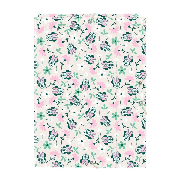 Safta Minnie Mouse Minty Cartella con 3 alette - Copertina rigida rivestita - Chiusura con elastici - Formato A4 - 260x25x335 mm - Colore rosa pastello