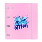 Safta Stitch Ohana Raccoglitore a 4 anelli 35 mm - Copertina in PP Foam - Ricarica 100 fogli - Quadretti 5x5 mm - Chiusura elastica - Include divisori - 270x40x320 mm - Colore rosa