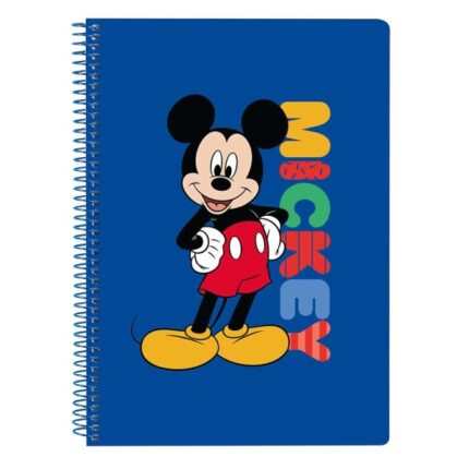 Safta Mickey Mouse Today Taccuino a spirale - Formato quarto - 80 fogli di carta 80 g/m² - Quadretti 4x4 mm - Copertina rigida laminata - Margine laterale - 155x10x220 mm - Colore blu