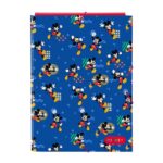Safta Mickey Mouse Today Cartella con 3 alette - Copertina rigida rivestita - Chiusura con elastici - 260x25x335 mm - Colore blu