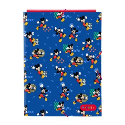 Safta Mickey Mouse Today Cartella con 3 alette - Copertina rigida rivestita - Chiusura con elastici - 260x25x335 mm - Colore blu