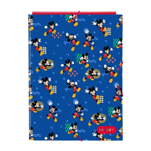 Safta Mickey Mouse Today Cartella con 3 alette - Copertina rigida rivestita - Chiusura con elastici - 260x25x335 mm - Colore blu