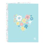 Safta Moos Fiori Cartella con 4 anelli da 25 mm - Copertina rigida rivestita - Formato folio - 265x40x330 mm - Colore azzurro