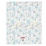 Safta Moos Fiori Raccoglitore a 4 anelli da 35 mm - Copertina rigida rivestita - Ricarica 100 fogli - Quadretti 5x5 mm - Chiusura elastica - 270x35x320 mm - Colore bianco - immagine 2