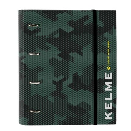 Safta Kelme Camo Raccoglitore a 4 anelli da 35 mm - Copertine rigide rivestite - Ricarica da 100 fogli - Griglia 5x5 mm - Chiusura elastica - Divisori interni - 270x35x320 mm - Colore verde mimetico