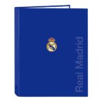 Safta Real Madrid Raccoglitore con 4 anelli da 25 mm - Copertina rigida rivestita - Formato Folio - 265x40x330 mm - Colore blu