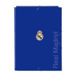 Safta Real Madrid Cartella con 3 alette - Copertina rigida rivestita - Formato folio - Chiusura con elastici - 260x25x335 mm - Colore blu