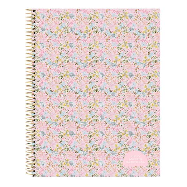 Safta VMB Blocco note A4 - Copertina rigida - 120 fogli a quadretti - Spirale metallica - Divisori colorati - Grammatura 80 g/m² - 210 x 10 x 297 mm - Colore rosa