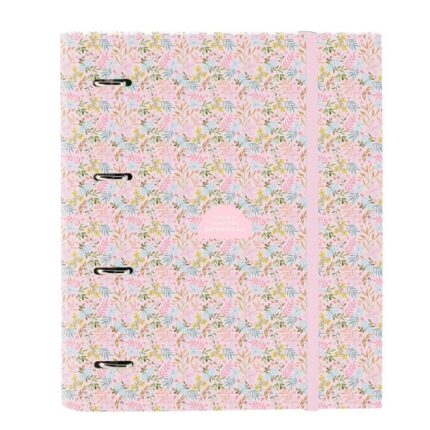 Safta VMB Raccoglitore a 4 anelli da 35 mm - Copertina rigida rivestita - Ricarica da 100 fogli - Griglia 5x5 mm - Chiusura elastica - Divisori interni - 270x35x320 mm - Colore rosa