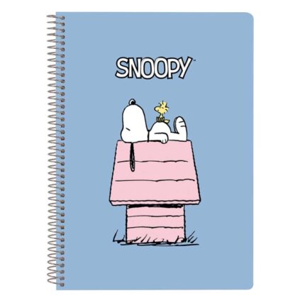Safta Snoopy Taccuino a spirale - Formato quarto - 80 fogli di carta 80 g/m² - Griglia 4x4 mm - Copertina rigida patinata - Margine laterale - 155x10x220 mm - Colore blu
