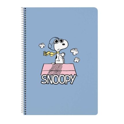 Safta Snoopy Taccuino a spirale - Formato Folio - 80 fogli di carta 80 g/m² - Quadretti 4x4 mm - Copertina rigida decorata - Margine laterale - 215x10x310 mm - Colore blu