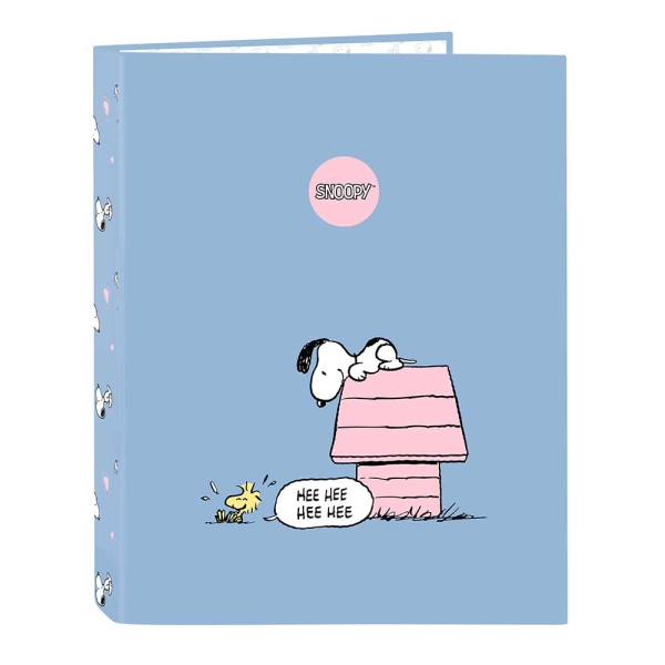 Safta Snoopy Raccoglitore a 4 anelli da 25 mm - Copertina rigida rivestita - Formato Folio - Resistente e protettivo - 265x40x330 mm - Colore blu