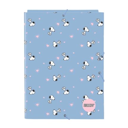 Safta Snoopy Cartella con 3 alette - Copertina rigida rivestita - Formato A4 - Chiusura con elastici - 260x25x335 mm - Colore blu