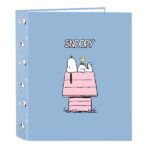 Safta Snoopy Cartella a 4 anelli 40 mm - Copertina rigida rivestita - Formato folio - 270x60x330 mm - Colore blu