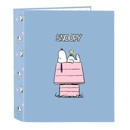 Safta Snoopy Cartella a 4 anelli 40 mm - Copertina rigida rivestita - Formato folio - 270x60x330 mm - Colore blu