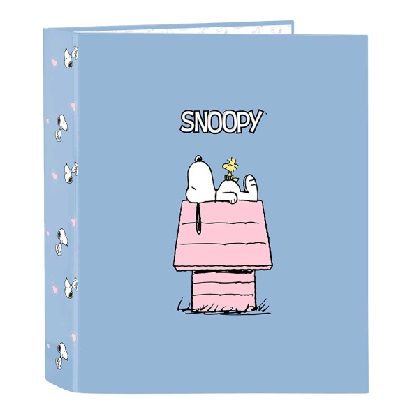 Safta Snoopy Cartella a 4 anelli 40 mm - Copertina rigida rivestita - Formato folio - 270x60x330 mm - Colore blu
