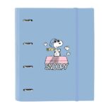 Safta Snoopy Raccoglitore con 4 anelli da 35 mm - Copertina rigida rivestita - Ricarica da 100 fogli - Griglia 5x5 mm - Chiusura elastica - Include divisori - 270x35x320 mm - Colore blu