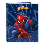Safta Spider-Man Raccoglitore a 4 anelli da 25 mm - Copertina rigida rivestita - Formato Folio - 265x40x330 mm - Colore blu navy
