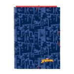 Safta Spider-Man Cartella con 3 alette - Copertina rigida rivestita - Formato folio - Chiusura con elastici - 260x25x335 mm - Colore blu navy