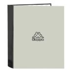 Safta Kappa Grey Cartella con 4 anelli da 40 mm - Copertina rigida rivestita - Formato folio - 270x60x330 mm - Colore nero e grigio