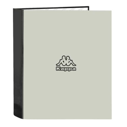 Safta Kappa Grey Cartella con 4 anelli da 40 mm - Copertina rigida rivestita - Formato folio - 270x60x330 mm - Colore nero e grigio