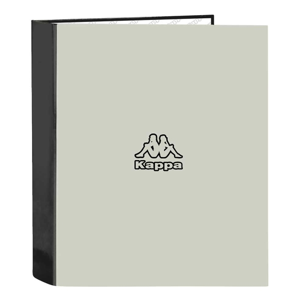 Safta Kappa Grey Cartella con 4 anelli da 40 mm - Copertina rigida rivestita - Formato folio - 270x60x330 mm - Colore nero e grigio
