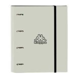 Safta Kappa Grey Raccoglitore a 4 anelli da 35 mm - Copertine rigide rivestite - Ricarica 100 fogli 80 g/m² - Chiusura elastica - Separatori inclusi - 270x35x320 mm - Colore nero e grigio