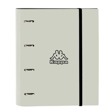 Safta Kappa Grey Raccoglitore a 4 anelli da 35 mm - Copertine rigide rivestite - Ricarica 100 fogli 80 g/m² - Chiusura elastica - Separatori inclusi - 270x35x320 mm - Colore nero e grigio