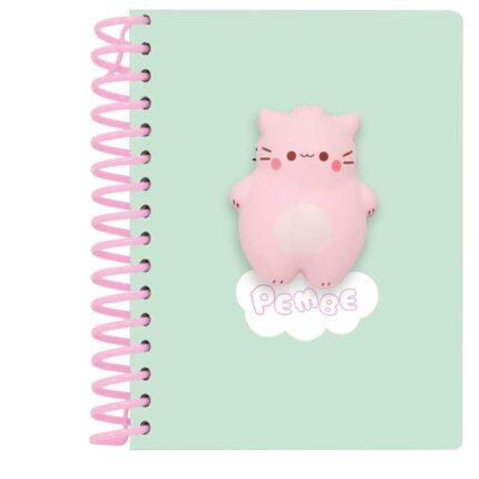 Safta Pembe The Pink Cat Blocco note con anelli - Copertina antistress - 135x19x179 mm - Colore menta