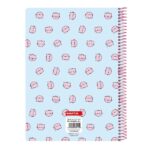 Safta Pembe The Pink Cat Taccuino a spirale - Formato quarto - 80 fogli di carta 80 g/m² - Quadretti 4x4 mm - Copertina rigida laminata - Margine laterale - 155x10x220 mm - Colore azzurro - immagine 2
