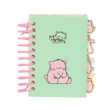 Safta Pembe The Pink Cat Blocco note A7 - Copertina rigida - 80 fogli - Grammatura 80 g/m² - Include 4 segnalibri - 74x105 mm - Colore menta
