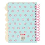 Safta Pembe The Pink Cat Blocco note A5 - Copertina rigida - 80 fogli - Grammatura 80 g/m² - Include 4 divisori - 148x210 mm - Colore menta - immagine 2