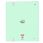 Safta Pembe The Pink Cat Raccoglitore a 4 anelli 35 mm - Copertina rigida rivestita - Ricarica 100 fogli - Chiusura elastica - Segnalibri inclusi - 270x35x320 mm - Colore menta - immagine 2