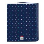 Safta Benetton Drop Cartella con 4 anelli da 25 mm - Copertina rigida rivestita - Formato Folio - 265 x 40 x 330 mm - Colore blu scuro - immagine 2