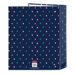 Safta Benetton Drop Cartella con 4 anelli da 40 mm - Copertina rigida rivestita - Formato folio - 270x60x330 mm - Colore blu scuro - immagine 2