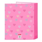 Safta Benetton Heart Raccoglitore a 4 anelli da 40 mm - Copertina rigida rivestita - Formato Folio - 270x60x330 mm - Colore rosa - immagine 2