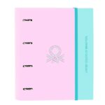Safta Benetton Dolce Raccoglitore con 4 anelli da 35 mm - Copertina rigida rivestita - Ricarica da 100 fogli - Chiusura elastica - Divisori inclusi - Griglia 5x5 mm - 270x35x320 mm - Colore rosa