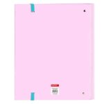 Safta Benetton Dolce Raccoglitore con 4 anelli da 35 mm - Copertina rigida rivestita - Ricarica da 100 fogli - Chiusura elastica - Divisori inclusi - Griglia 5x5 mm - 270x35x320 mm - Colore rosa - immagine 2